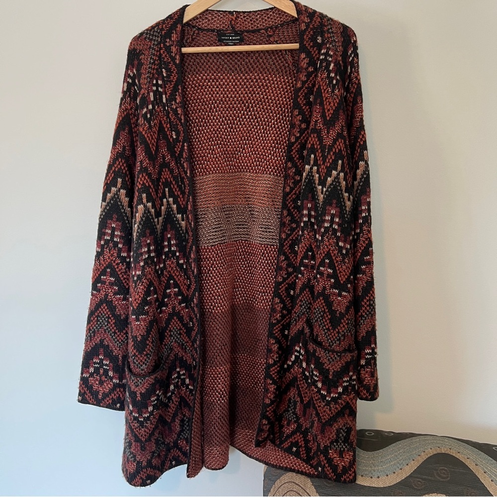 Lucky Brand Zigzag Patterned Cardigan
